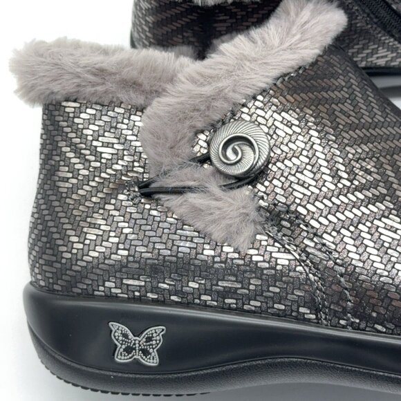 Alegria Leather Ankle Boots Meri Faux Fur Water Resistant Pewter Dazzler US 9 - Picture 10 of 10